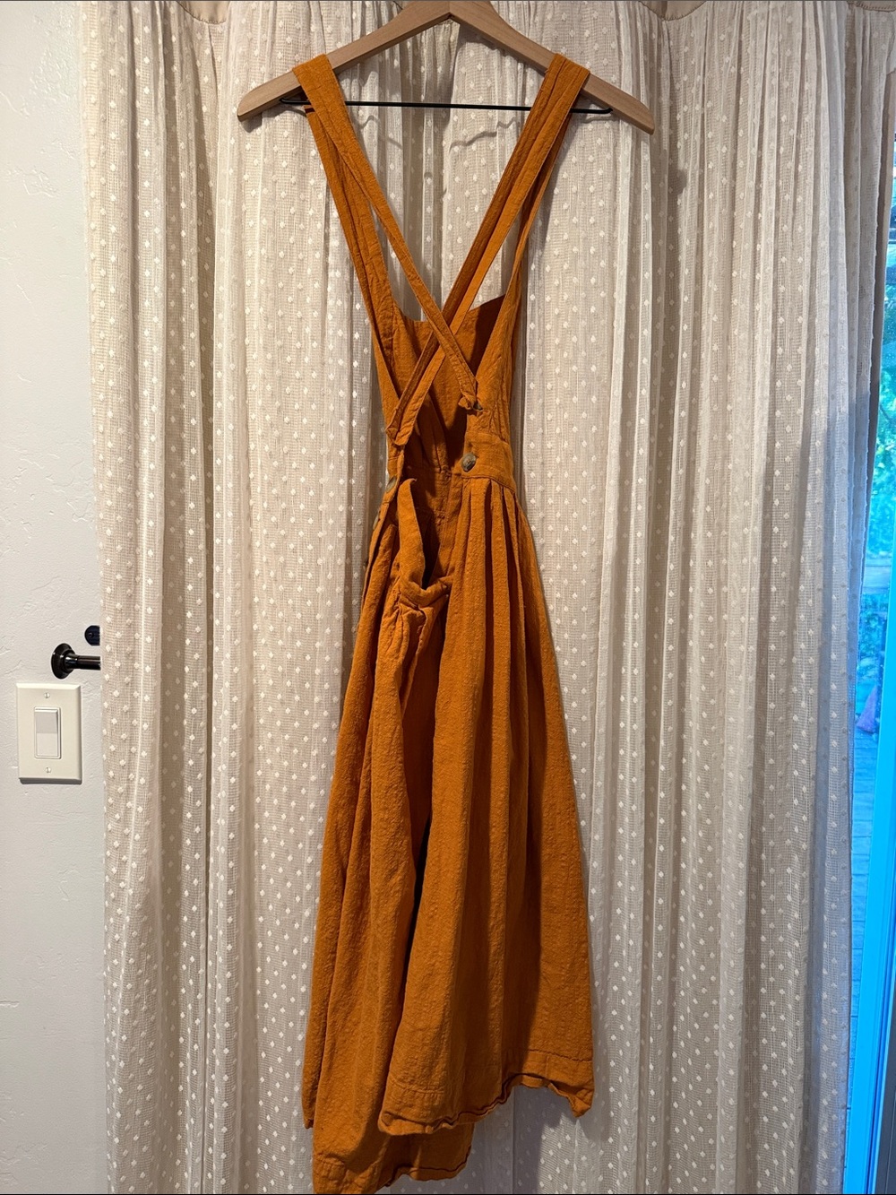 Free People Burnt Orange Pinafore Midi Dress - Picture 2 of 4